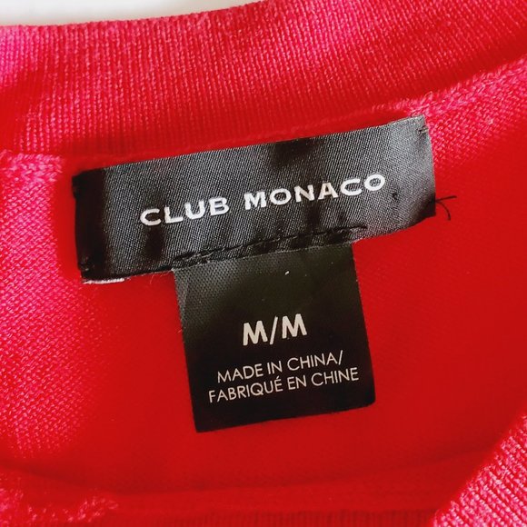 CLUB MONACO 100% Wool Red Crew Neck Sweater - Picture 6 of 9